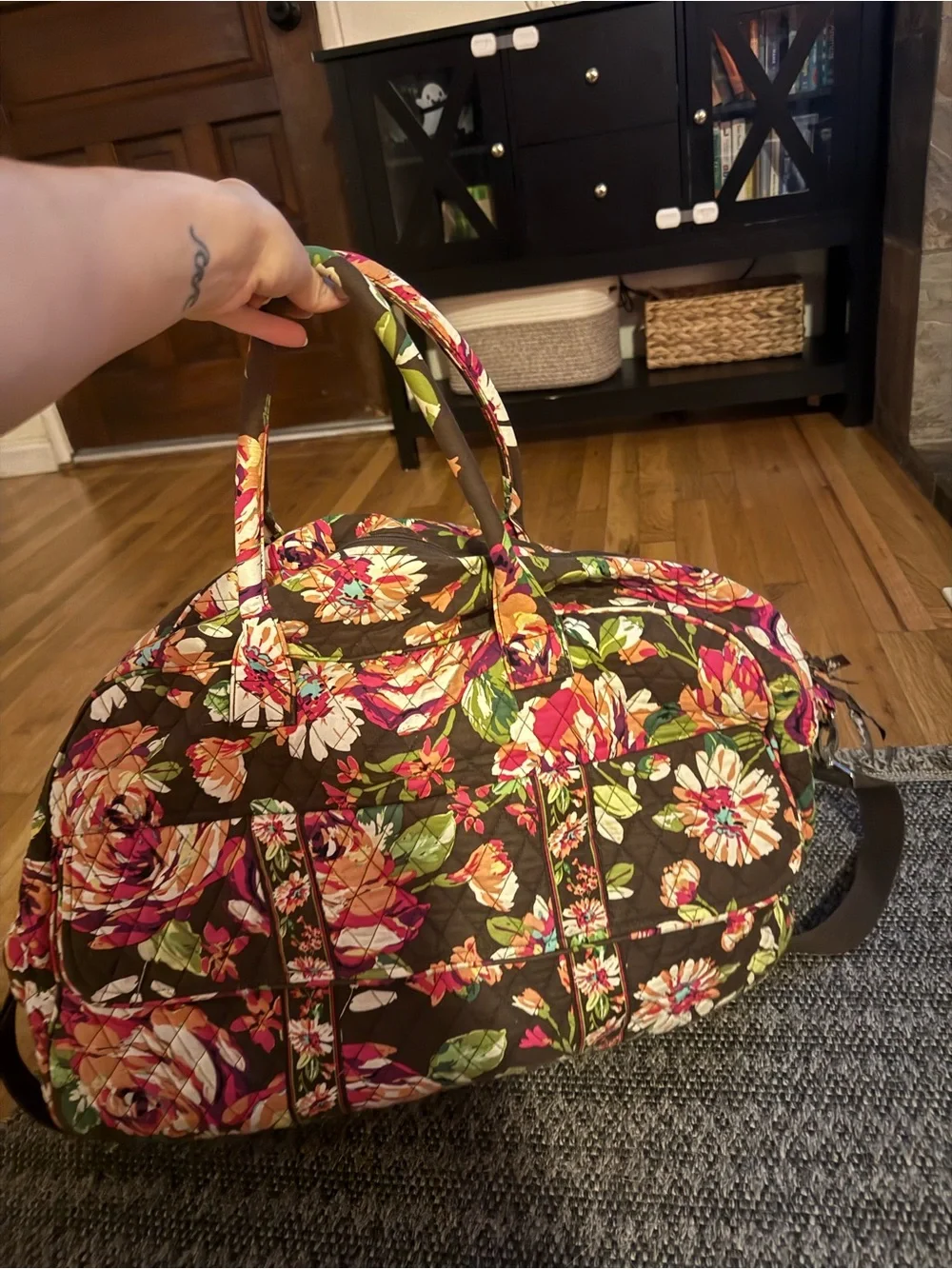Vera Bradley Floral Quilted Bag Set in Brown, Pink & Green